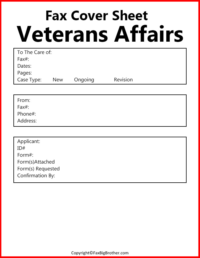 Veterans Affairs Fax Cover Sheet Template