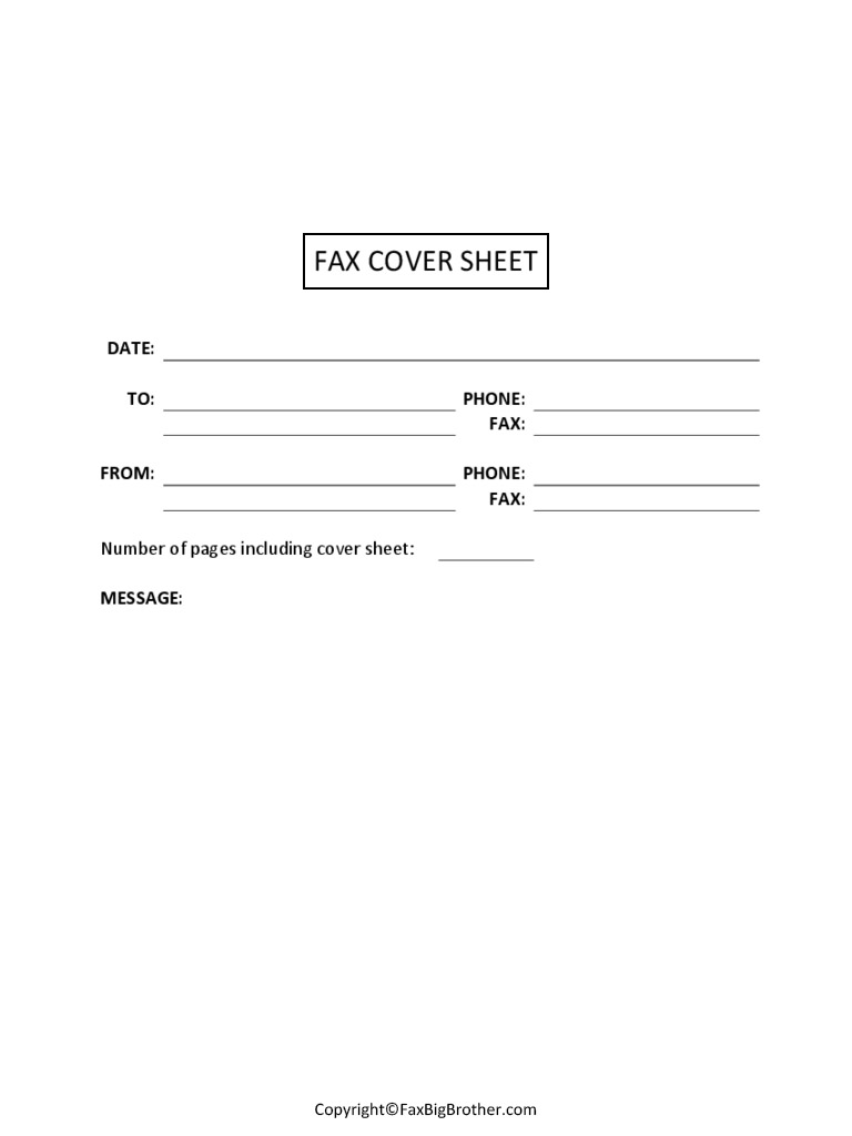 Simple Fax Cover Sheet Template