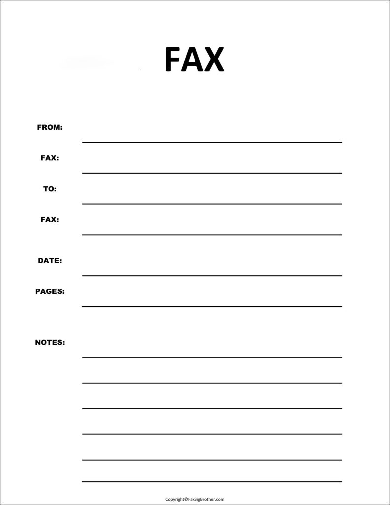 Cover Sheet for Fax